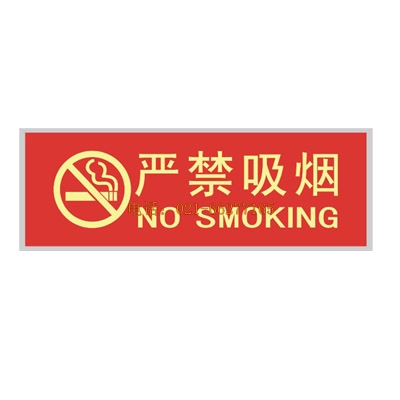 蓄光自發(fā)光消防安全標(biāo)志PET膠牌--嚴(yán)禁吸煙