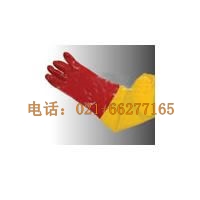 PVC 紅黃接袖手套